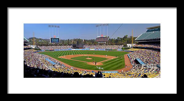Dodgers Framed Print featuring the photograph Dodger Stadium Panorama by Eddie Yerkish