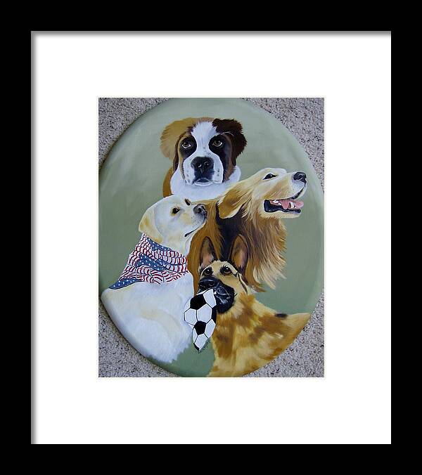 Dogs Framed Print featuring the painting Dog Heros by Debra Campbell