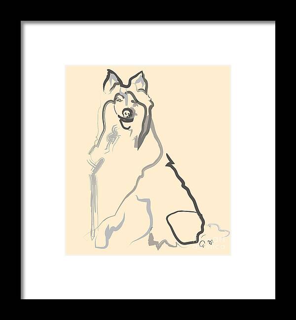 Pet Framed Print featuring the painting Dog - Lassie by Go Van Kampen