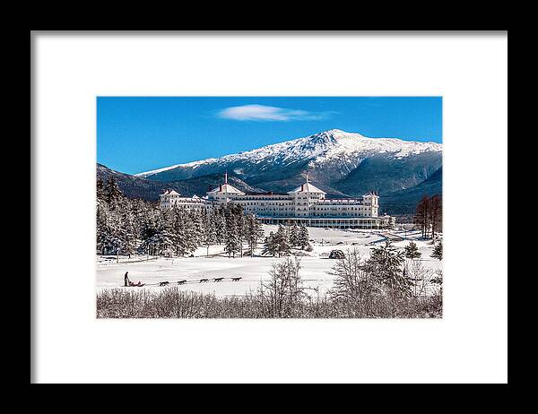 Dog Sled Framed Print featuring the photograph Dog Sled at The Mount Washington Hotel by Thomas Lavoie