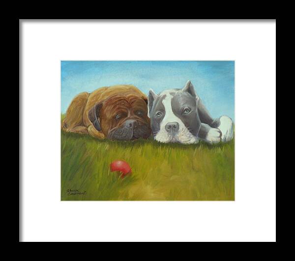 Dog Framed Print featuring the painting Dog Tired by Sharon Casavant