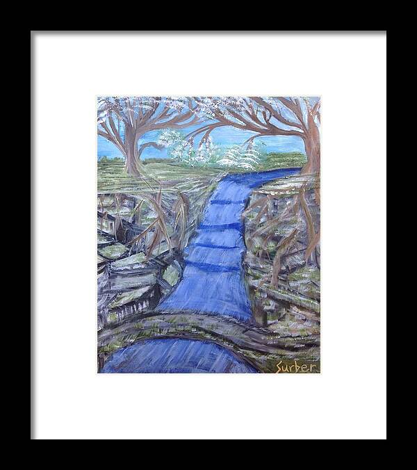 Falls Framed Print featuring the painting Doggie Woods by Suzanne Surber