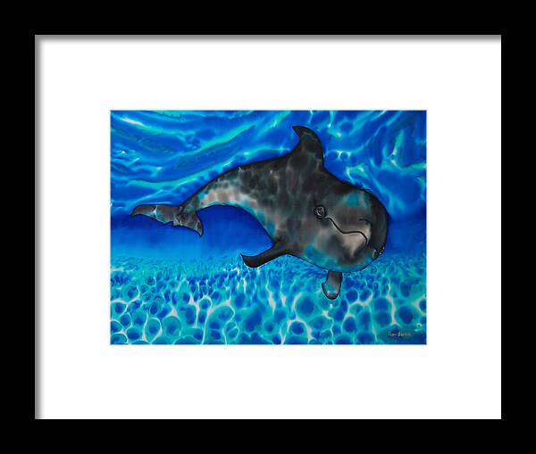 Dolphin Framed Print featuring the painting Dolphin in Saint Lucia by Daniel Jean-Baptiste