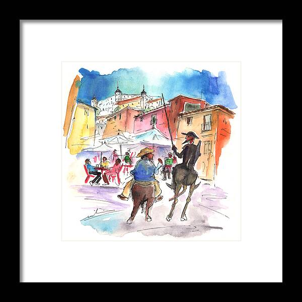 Travel Framed Print featuring the painting Don Quijote and Sancho Panza Entering Toledo by Miki De Goodaboom