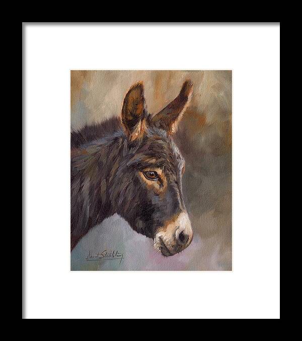 Donkey Framed Print featuring the painting Donkey by David Stribbling