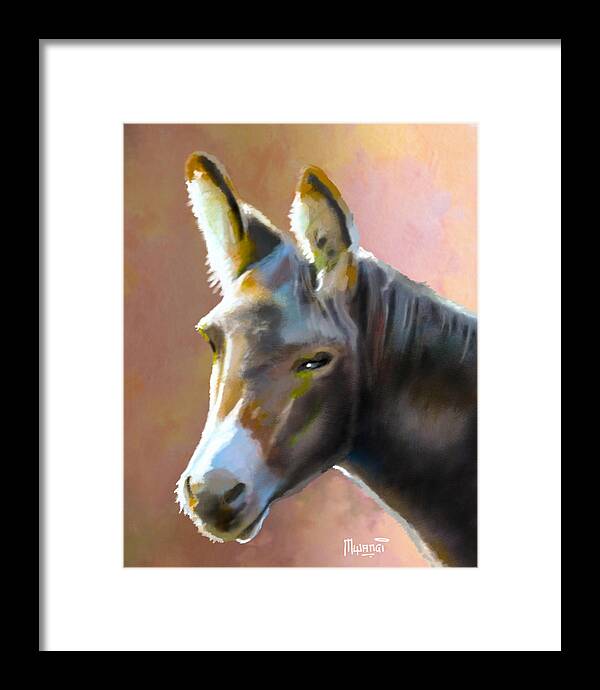 Zebra Framed Print featuring the painting Donkey Hee-Haw by Anthony Mwangi