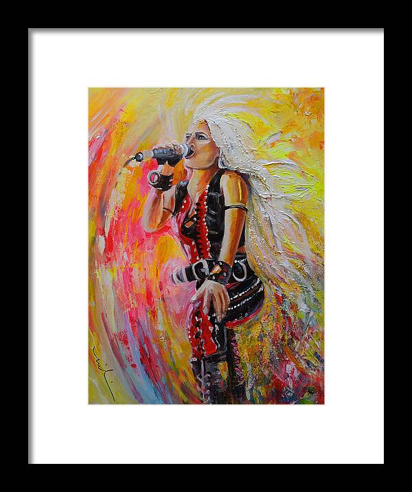 Music Framed Print featuring the painting Doro Pesch by Miki De Goodaboom