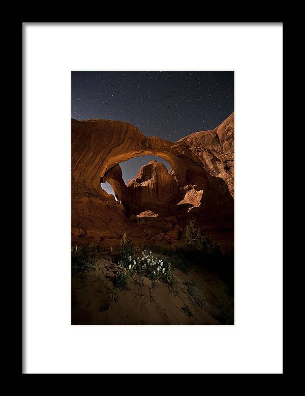 Arch Framed Print featuring the photograph Double Arch In The Moonlight by Melany Sarafis