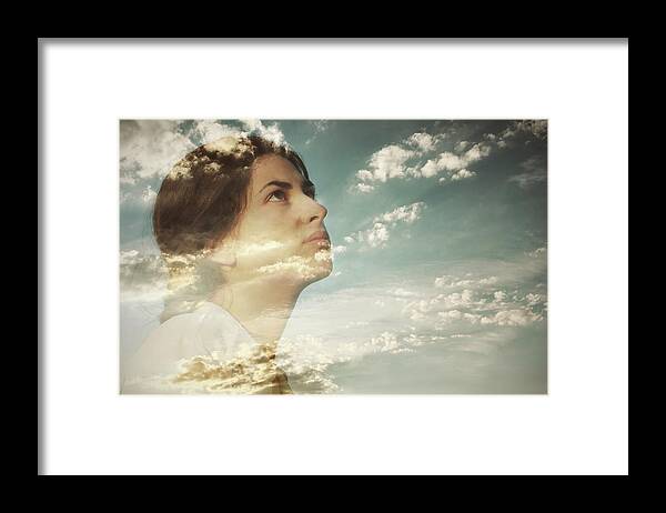 People Framed Print featuring the photograph Double Exposure Of A Young Woman And by Owl Stories