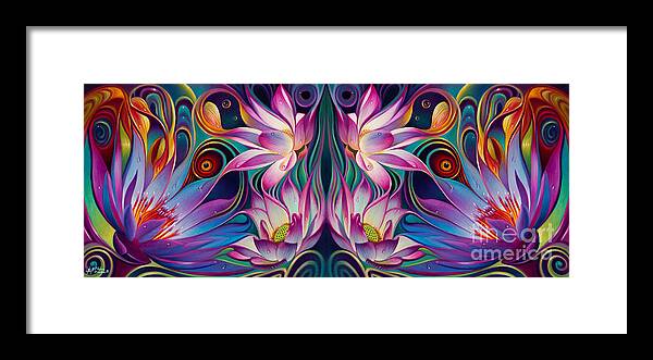 Lotus Framed Print featuring the painting Double Floral Fantasy 2 by Ricardo Chavez-Mendez