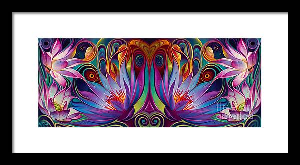Lotus Framed Print featuring the painting Double Floral Fantasy by Ricardo Chavez-Mendez