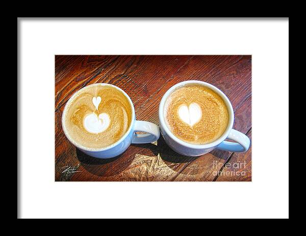 Latte Framed Print featuring the mixed media Double Latte Love by Shari Warren