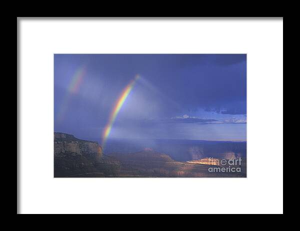 North America Framed Print featuring the photograph Double Rainbow at Cape Royal Grand Canyon National Park by Dave Welling