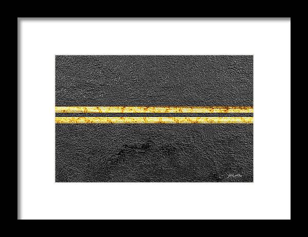 Digital Painting Framed Print featuring the digital art Double Yellow by John Vincent Palozzi