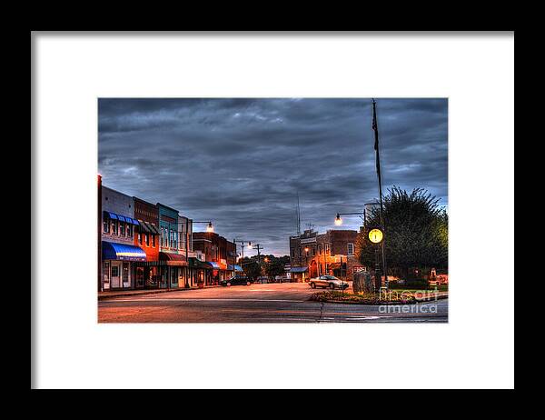 Down Town Granite Falls Framed Print featuring the photograph Down Town Granite Falls at six thirty in the morning by Robert Loe