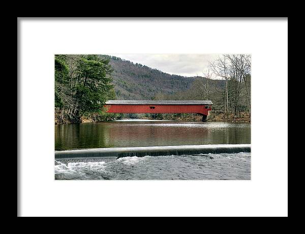 Loyalsock Creek Framed Print featuring the photograph Downstream From The Historic Hillsgrove Covered Bridge by Gene Walls