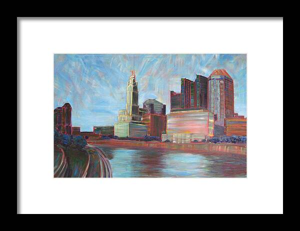 Cityscape Framed Print featuring the painting Downtown Columbus by Robie Benve