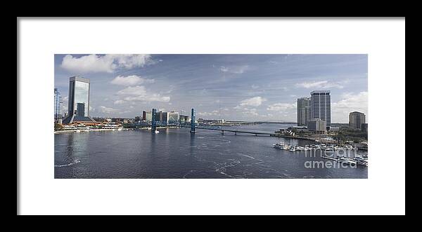 Architecture Framed Print featuring the photograph Downtown Jax St Johns Pano by Ules Barnwell
