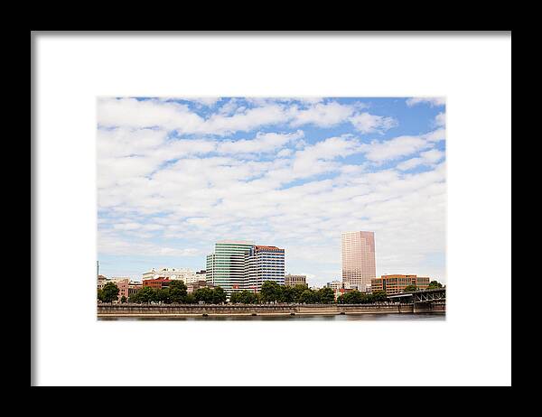 Scenics Framed Print featuring the photograph Downtown Portland Oregon And Sky by Timnewman