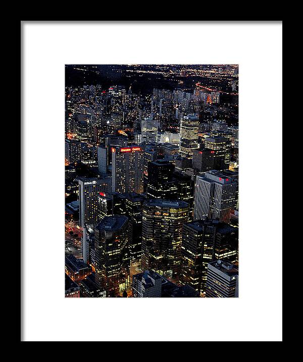 Downtown Toronto At Night Framed Print featuring the photograph Downtown Toronto at Night by Patrick Boening