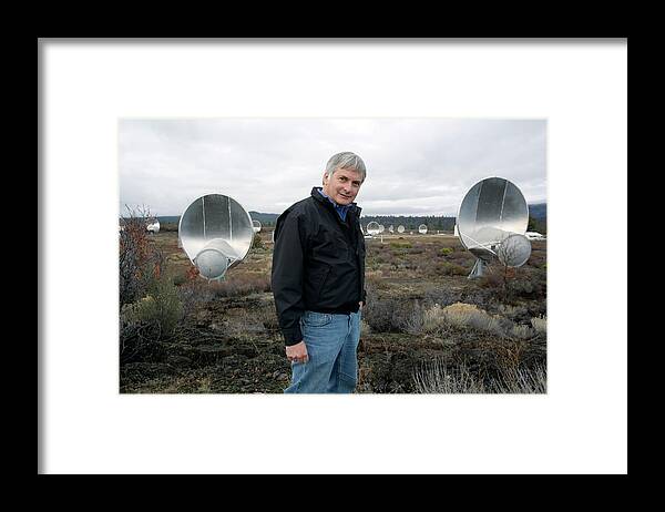 Allen Telescope Array Framed Print featuring the photograph Dr. Seth Shostak by Adam Hart-davis/science Photo Library