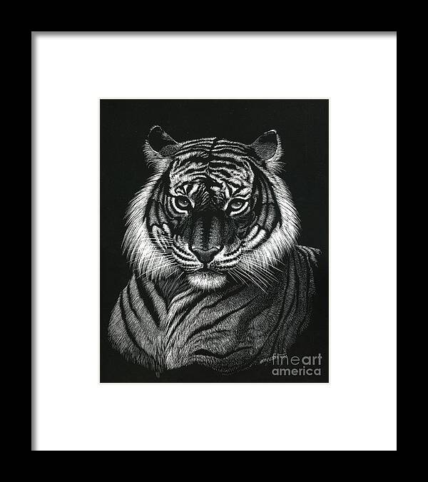 Tiger Framed Print featuring the digital art Dragon Tiger by Stanley Morrison