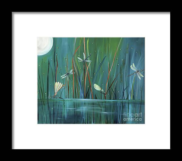 Dragonfly Framed Print featuring the painting Dragonfly Diner by Carol Sweetwood