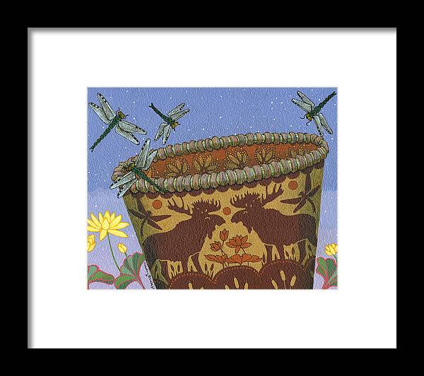 America Framed Print featuring the painting Dragonfly - Cohkanapises by Chholing Taha