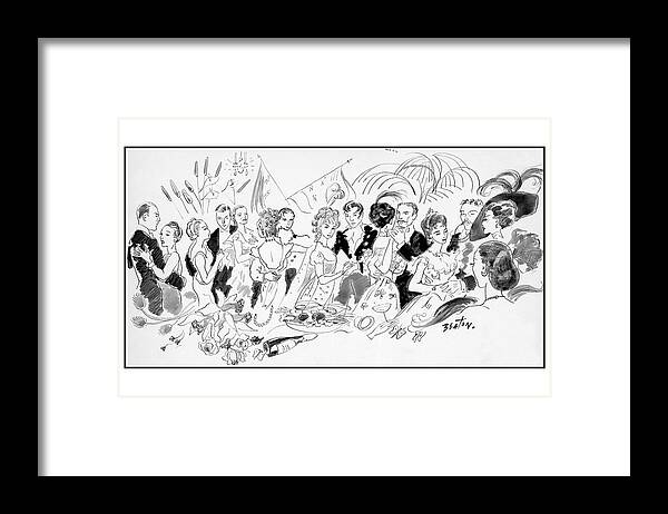 Illustration Framed Print featuring the digital art Drawing Of The London Society Dancing Night Away by Cecil Beaton