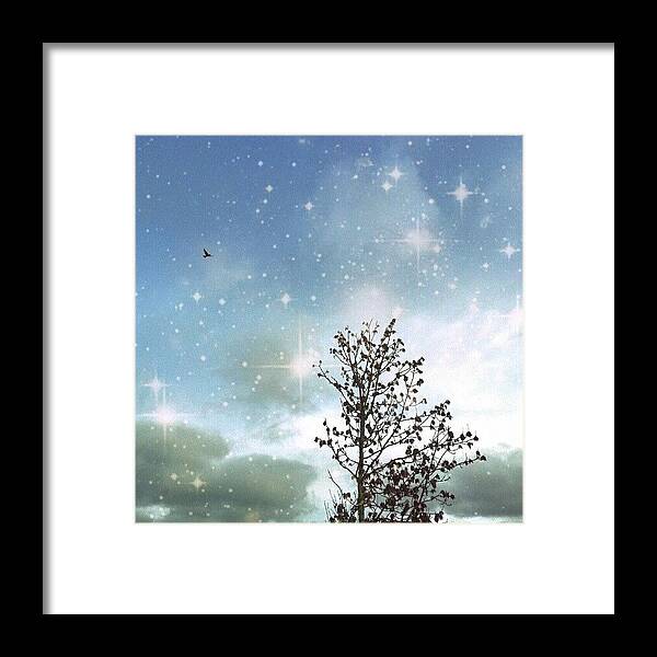 дерево Framed Print featuring the photograph Dream. #bird #flying #stars #edit by Linandara Linandara