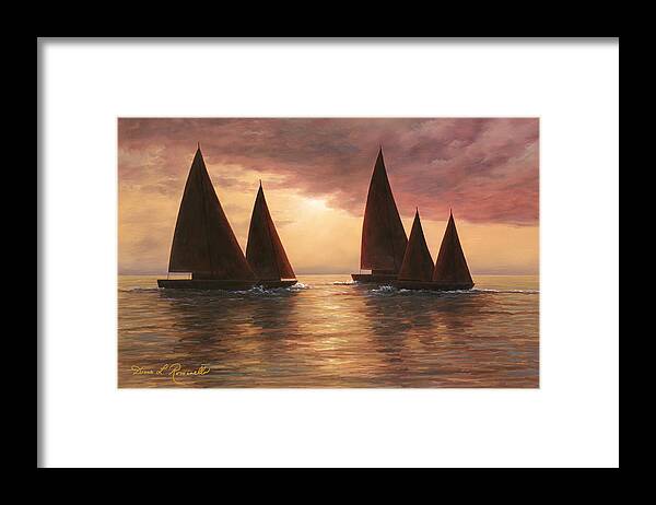 Sailboats Framed Print featuring the painting Dream Sails by Diane Romanello
