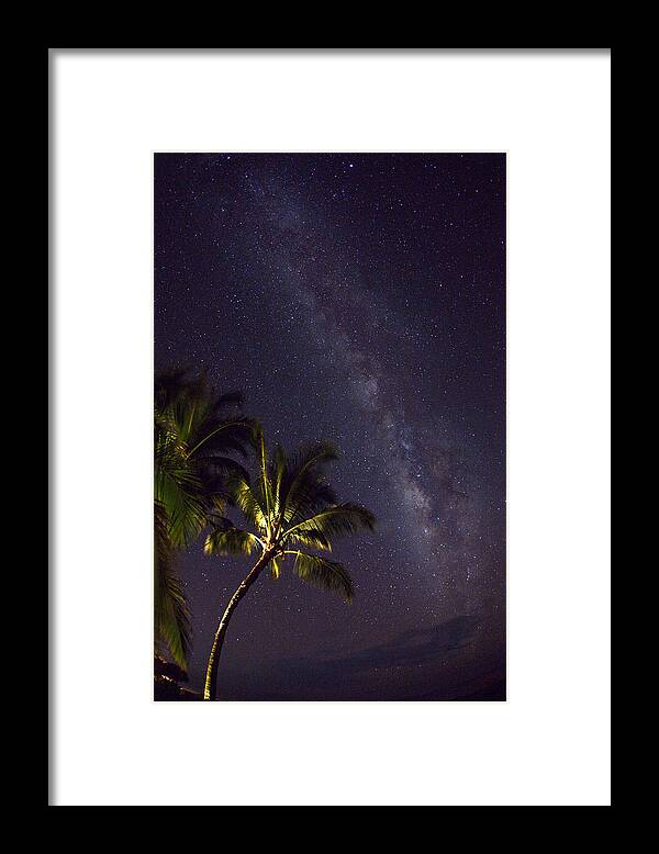 Maui Hawaii Palmtrees Milky Way Stars Framed Print featuring the photograph Dreamin Of Maui by James Roemmling