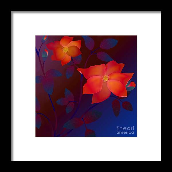 Wild Rose Painting Framed Print featuring the digital art Dreaming Wild Roses by Latha Gokuldas Panicker