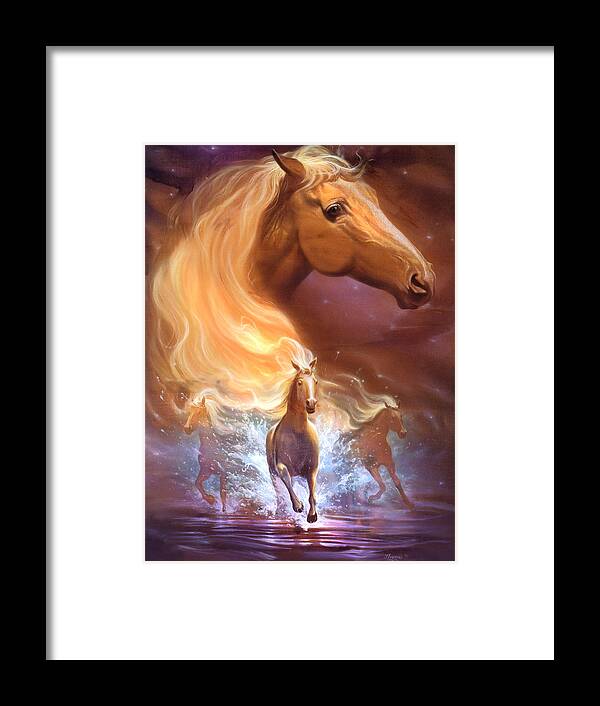 Horse Artwork Framed Print featuring the painting Dreams need hope to run free by Jeff Haynie
