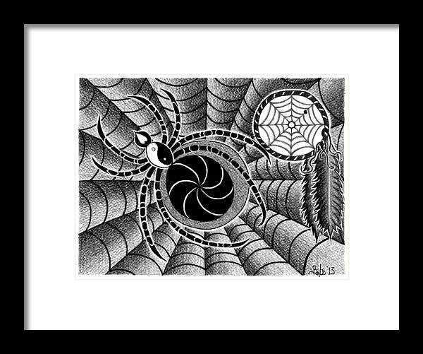 Spider Framed Print featuring the drawing Dreamweaver by Barb Cote