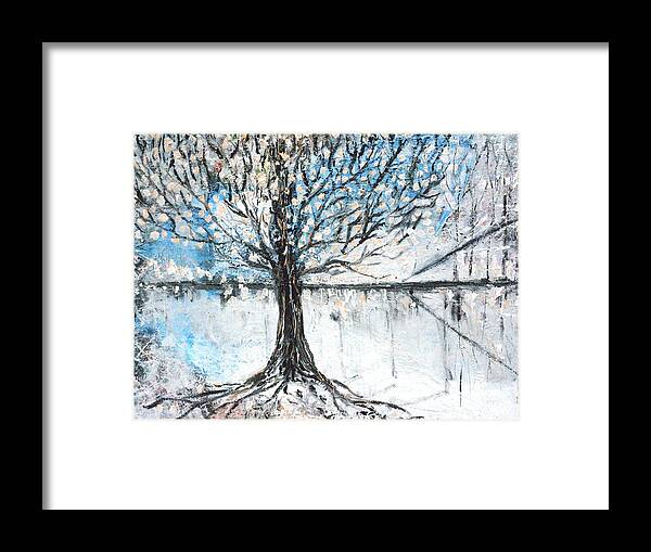 Tree Framed Print featuring the painting Dreamy Spring by Evelina Popilian