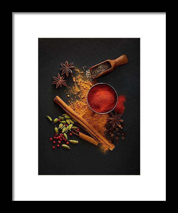 Nobody Framed Print featuring the photograph Dried Spices On Black Slate by Science Photo Library