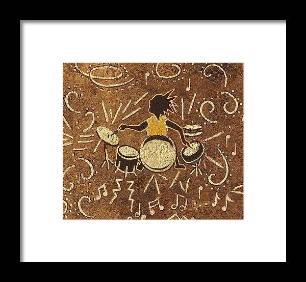 Kokopelli Framed Print featuring the painting Drummer by Katherine Young-Beck