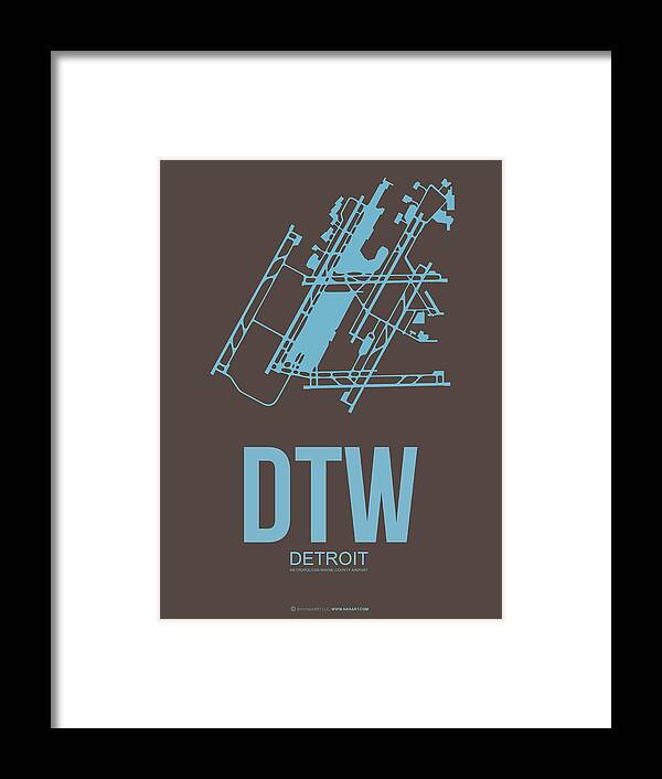 Detroit Framed Print featuring the digital art DTW Detroit Airport Poster 1 by Naxart Studio