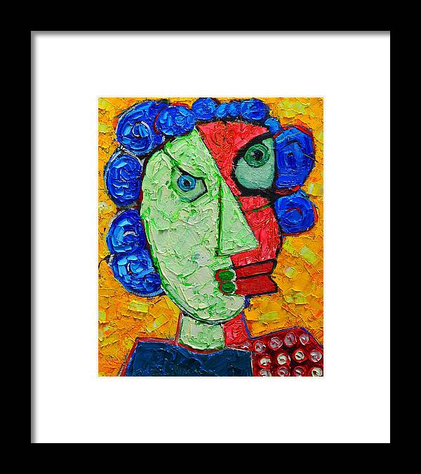 Portrait Framed Print featuring the painting Duality In Oneness - Abstract Expressionist Portrait by Ana Maria Edulescu