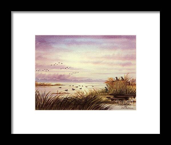 Duck Hunting Framed Print featuring the painting Duck Hunting Companions by Bill Holkham
