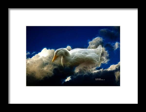 Duck Framed Print featuring the digital art Duck in the clouds - F by James Ahn