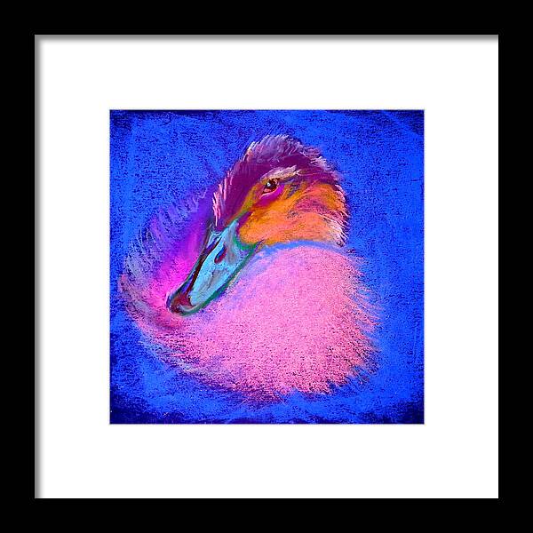 Bird Framed Print featuring the painting Duckling Pretty in pink by Sue Jacobi