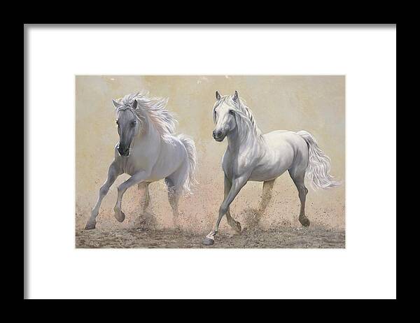 Horses Framed Print featuring the painting Due Cavalli by Guido Borelli