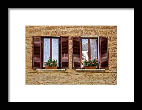 Art Framed Print featuring the photograph Dueling Windows of Tuscany by David Letts