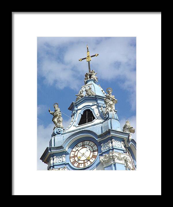 Duernstein Framed Print featuring the photograph Duernstein Blue Baroque Church Bell Tower by Menega Sabidussi