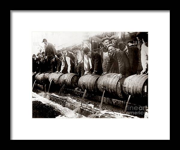 Prohibition Guardsmen Framed Print featuring the photograph Dump the Beer by Jon Neidert