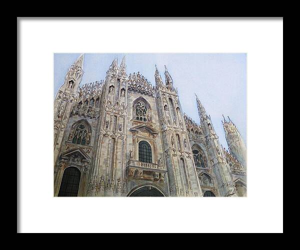 Architecture Framed Print featuring the painting Duomo di Milano by Henrieta Maneva
