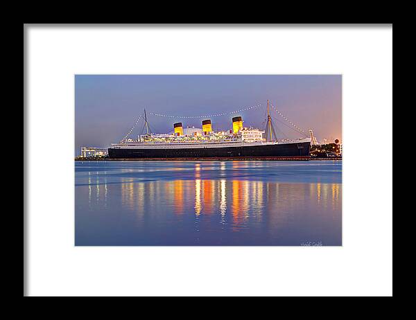 Atmosphere Framed Print featuring the photograph Dusk Light On The Queen Mary by Heidi Smith
