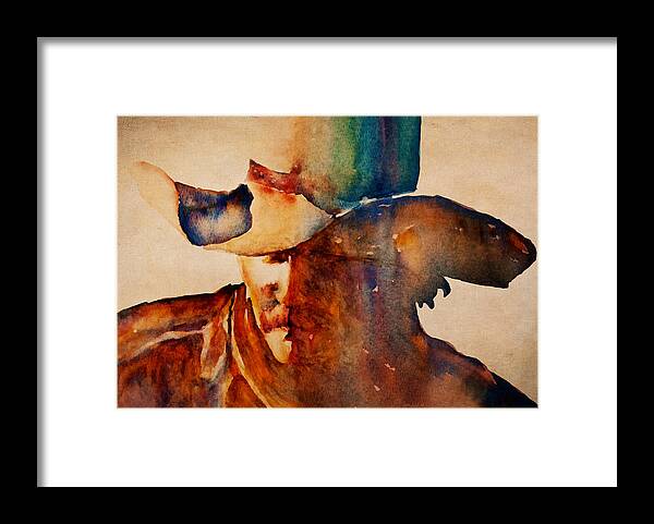 Cowboy Framed Print featuring the painting Dusty Cowboy by Jani Freimann
